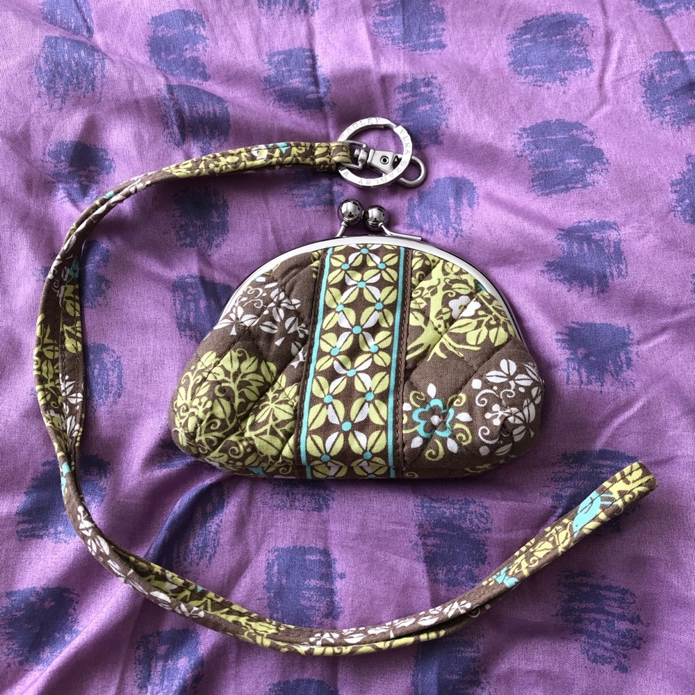 Vera Bradley Double Kiss Coin Purse with Lanyard